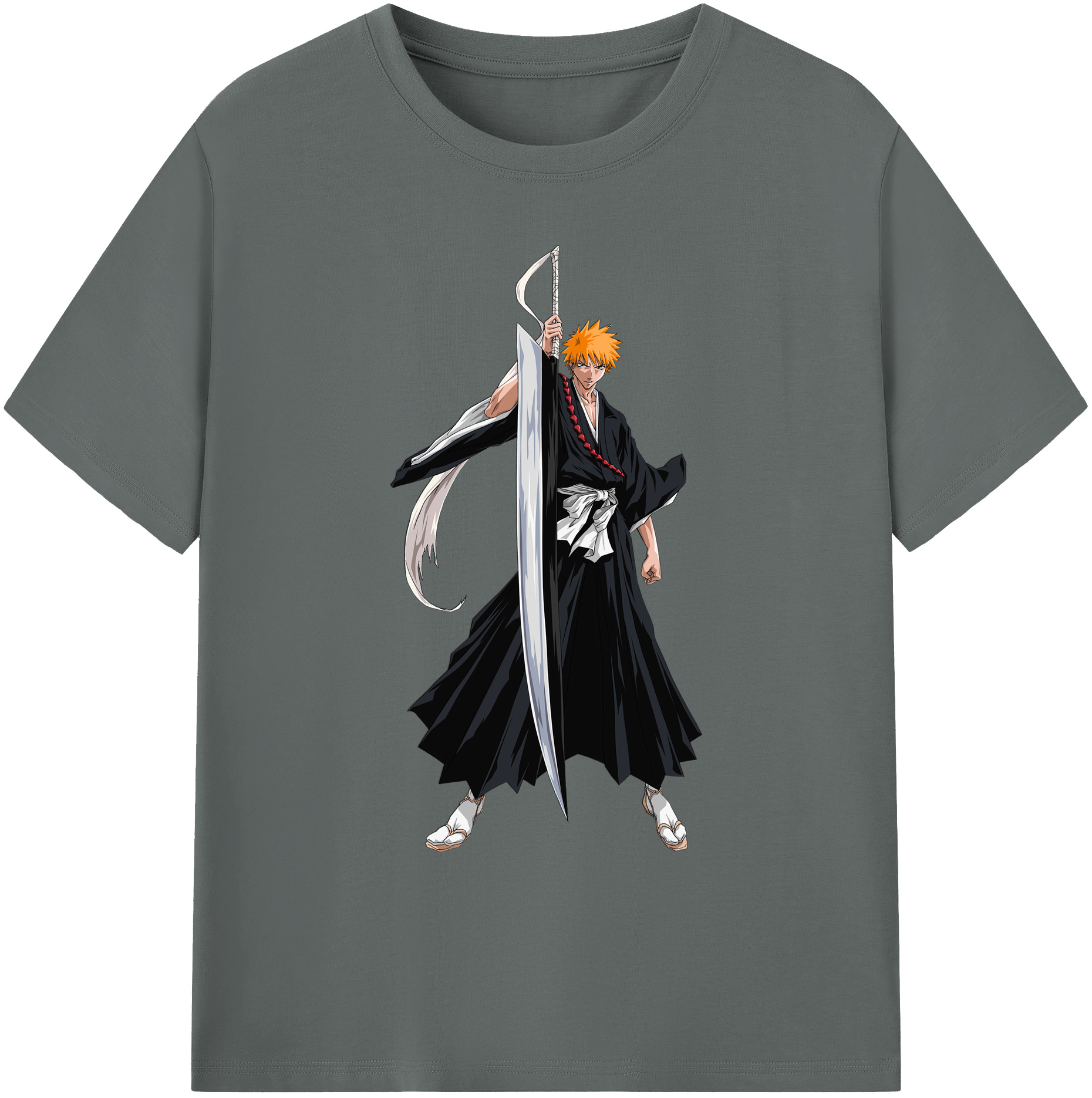 （画像用） ブリーチ 黒崎一護（くろさき いちご）BLEACH Kurosaki Ichigo 綿100％ メンズ半袖Tシャツ｜肌触りやわらか＆通気性